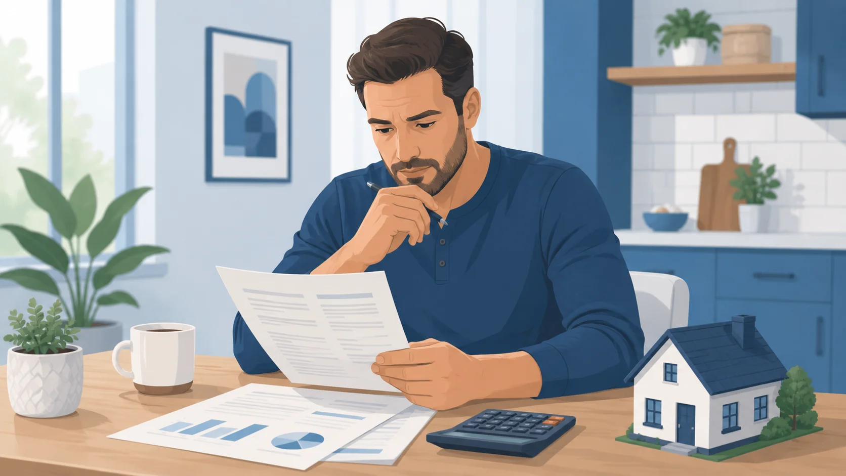 Homeowner reviewing HELOC minimum payment on monthly statement