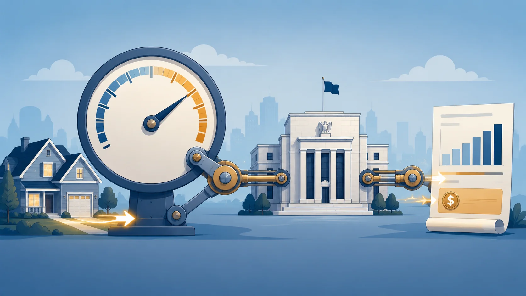 Illustration showing connection between Federal Reserve prime rate and HELOC monthly payment