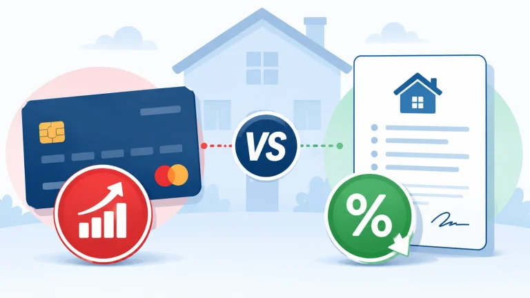 Illustration comparing HELOC low interest rate versus credit card high interest rate cost