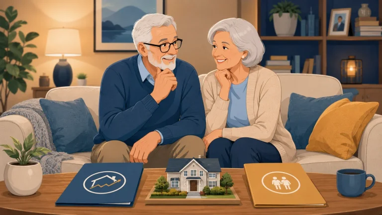 Elderly homeowners comparing HELOC versus reverse mortgage home equity options