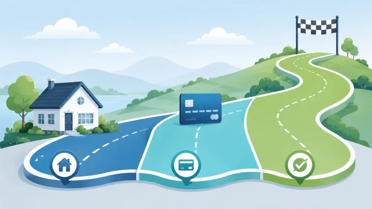 Illustration of the three phase journey of how a HELOC works from approval through draw period to repayment
