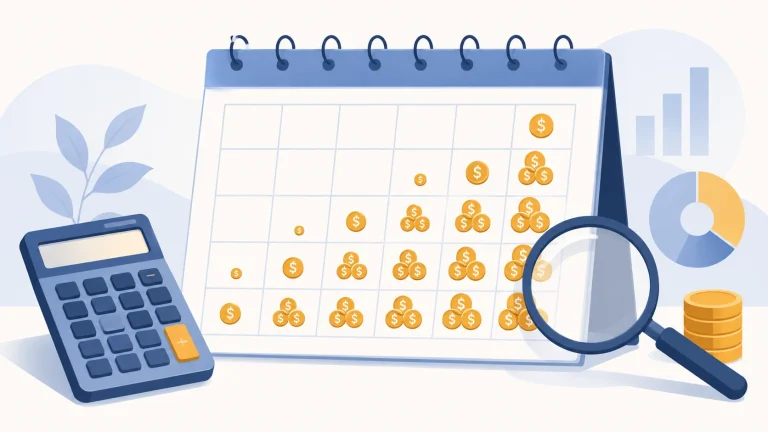 Illustration showing daily interest accrual calendar representing how HELOC interest is calculated